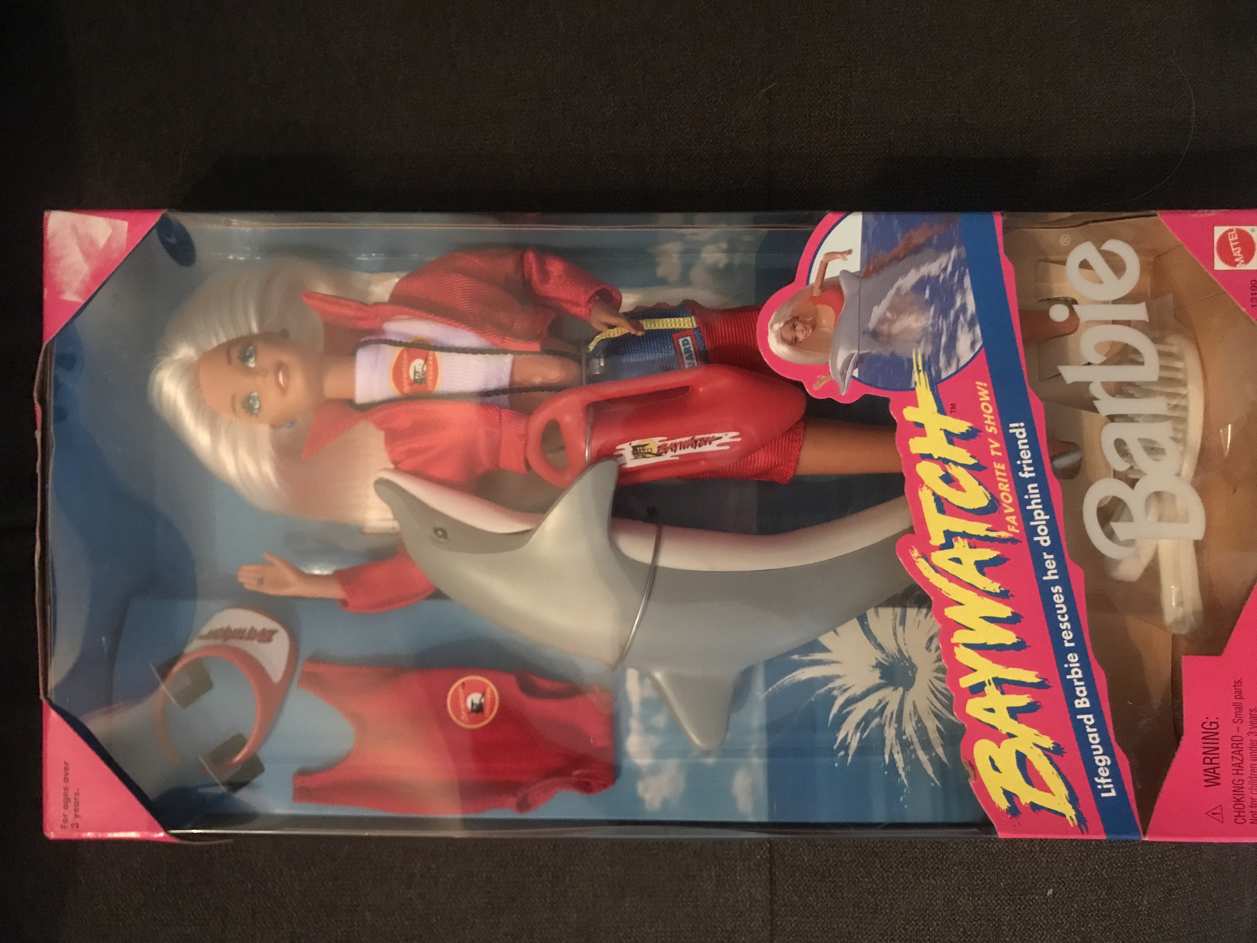 NIB Vintage 1994 Baywatch Lifeguard Barbie Doll w/ Dolphin Mattel #13199 (NRFB)