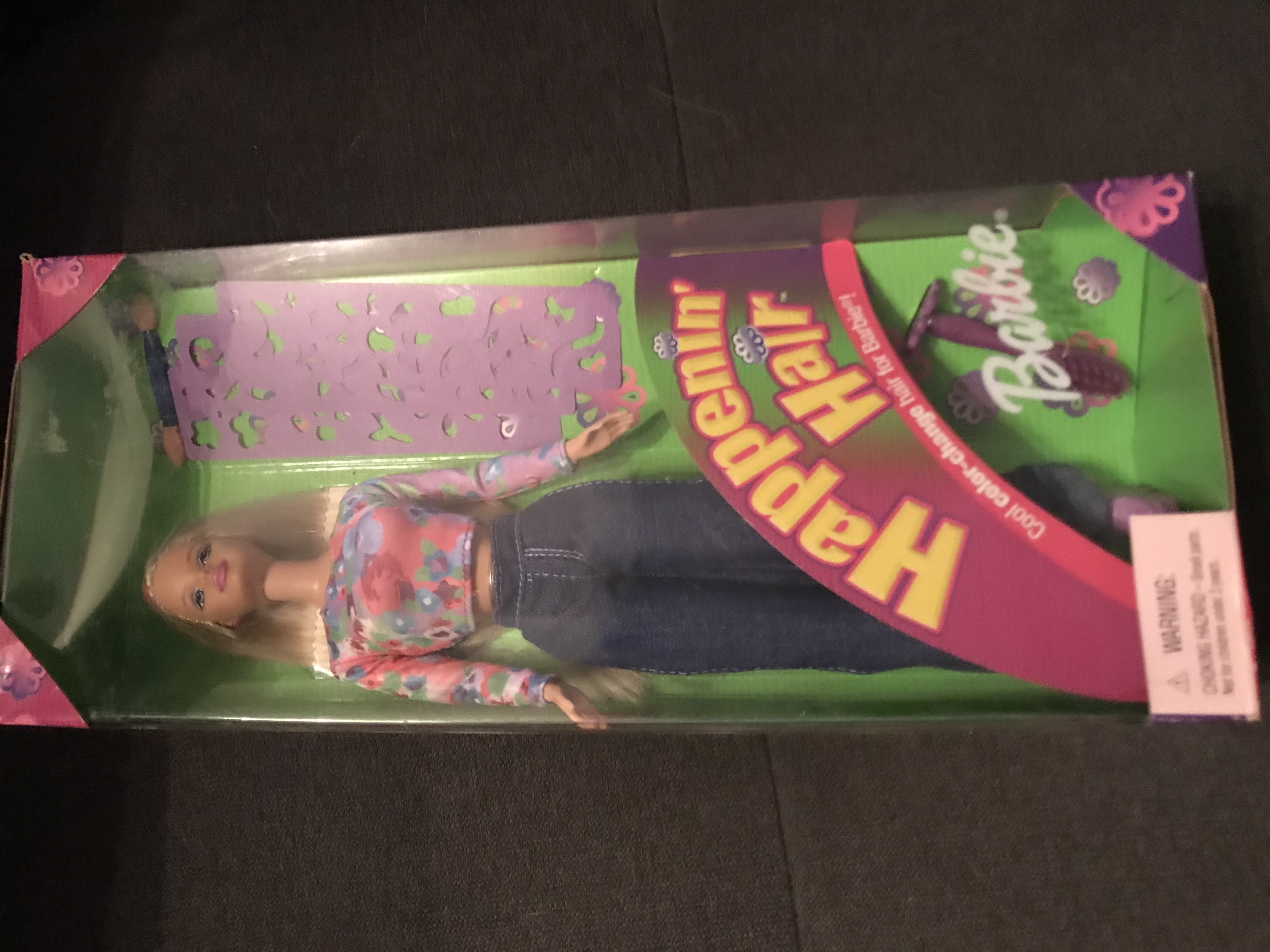 HAPPENIN' HAIR BARBIE Doll 2000 Mattel NRFB MIB # 28881 VTG FLORAL SHIRT JEANS